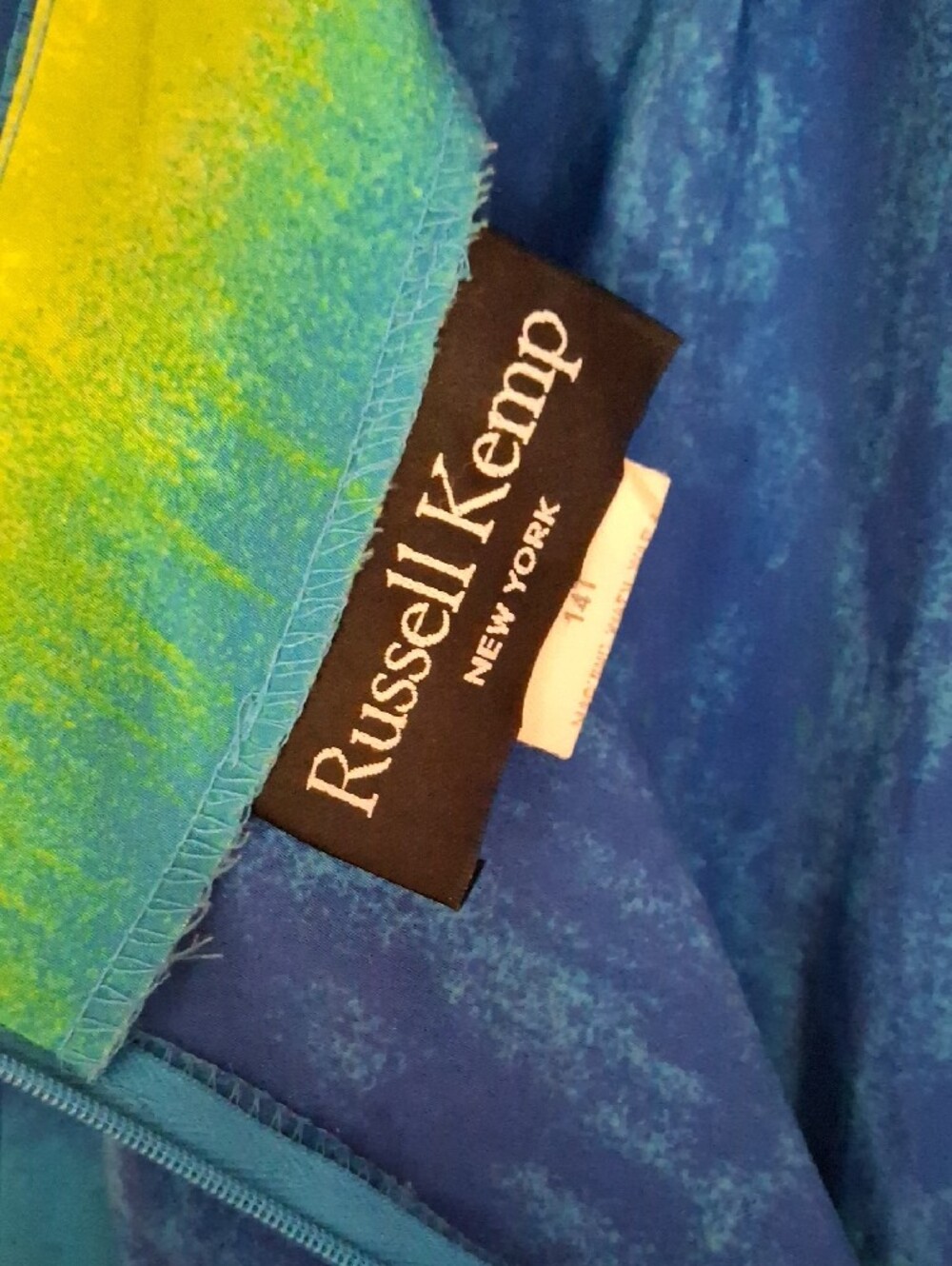 Russell Kemp Blue Teal & Lime Ombre Scarf - Picture 2 of 10
